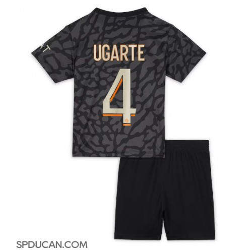 Dječji Nogometni Dres Paris Saint-Germain Manuel Ugarte #4 Rezervni 2023-24 Kratak Rukav (+ Kratke hlače)